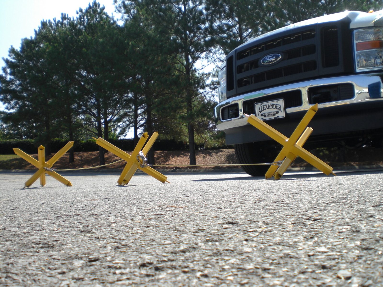 STAR mobile vehicle barriers positioned across an approach